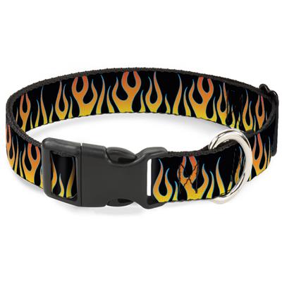 Plastic Clip Collar - Flames Black/Yellow/Orange