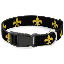 Plastic Clip Collar - Fleur-de-Lis Black/Yellow