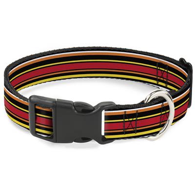 Plastic Clip Collar - Fine Stripes Black/Yellows/Orange/Red/White