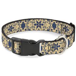 Plastic Clip Collar - Floral Collage Tan/Blue