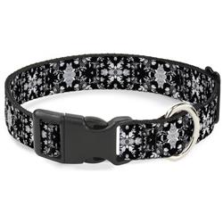 Plastic Clip Collar - Floral Collage Black/Gray/White