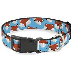 Plastic Clip Collar - Fox Face Scattered Sky Blue