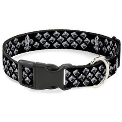 Plastic Clip Collar - Fleur-de-Lis/Studs Black/Grays