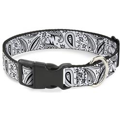 Plastic Clip Collar - Floral Paisley3 White/Black
