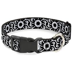 Plastic Clip Collar - Floral Pinwheel Black/White