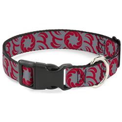 Plastic Clip Collar - Floral Pinwheel CLOSE-UP Gray/Red