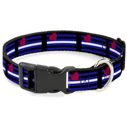 Plastic Clip Collar - Flag Leather Black/Blue/Red/White
