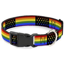 Plastic Clip Collar - Flag American Pride Rainbow/Black
