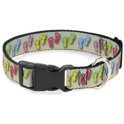 Plastic Clip Collar - Flip Flops2 Aqua/Multi Color