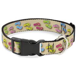 Plastic Clip Collar - Flip Flops3 Sand/Multi Color