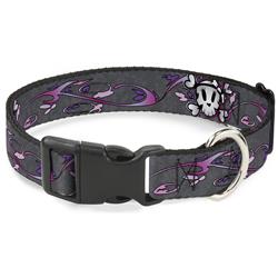 Plastic Clip Collar - Girlie Skull Gray
