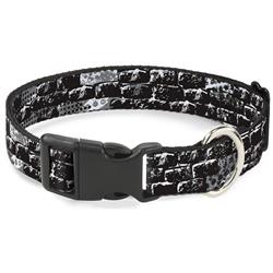 Plastic Clip Collar - Grunge Bricks Black/White