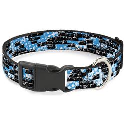 Plastic Clip Collar - Grunge Bricks Blue