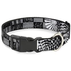 Plastic Clip Collar - Grunge Chaos Black/White