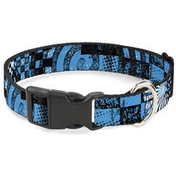 Plastic Clip Collar - Grunge Chaos Blue