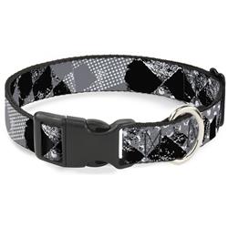 Plastic Clip Collar - Grunge Checker Flag Black/White