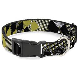 Plastic Clip Collar - Grunge Checker Flag Green