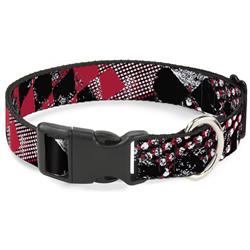 Plastic Clip Collar - Grunge Checker Flag Red
