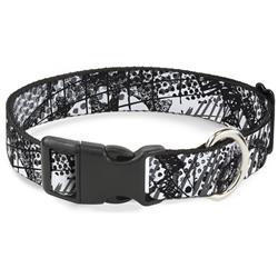 Plastic Clip Collar - Grunge Gears Black/White