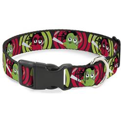 Plastic Clip Collar - Green & Red Dragons Smoking Gray