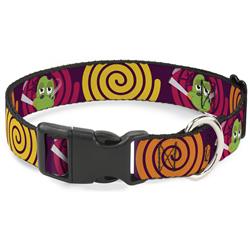 Plastic Clip Collar - Green Dragons Smoking Purple