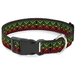 Plastic Clip Collar - Geomteric2 Black/Red/Yellow/Green