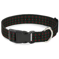 Plastic Clip Collar - Geometric3 Black/Forest Green/Red