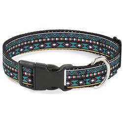 Plastic Clip Collar - Geometric5 Gray/Teal/White/Pink/Yellow