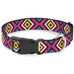 Plastic Clip Collar - Geometric1 Burgundy/Pink/Tan/Yellow/Baby Blue