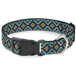 Plastic Clip Collar - Geometric6 Navy/Turquoise/Gold