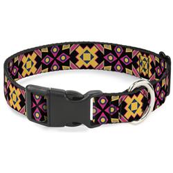 Plastic Clip Collar - Geometric Sunburst Black/Pink/Yellow/Blue