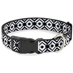 Plastic Clip Collar - Geometric Diamond2 Black/White/Black