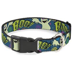 Plastic Clip Collar - Ghost BOO! Blue/Multi Color