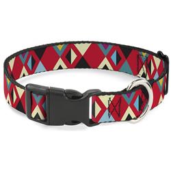 Plastic Clip Collar - Geometric9 Black/Red/Turquoise/Ivory