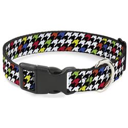 Plastic Clip Collar - Houndstooth Black/White/Multi Neon
