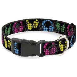 Plastic Clip Collar - Headphones Buffalo Plaid Black/Neon