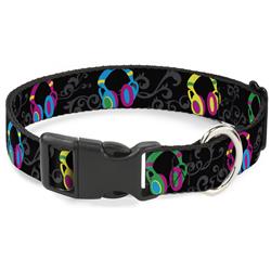 Plastic Clip Collar - Headphones Curls Black/Gray/Neon