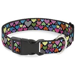 Plastic Clip Collar - Hearts Black/Multi Color