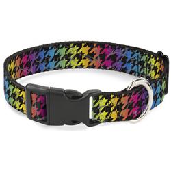 Plastic Clip Collar - Houndstooth Black/Rainbow