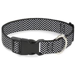 Plastic Clip Collar - Herringbone Jagged Black/White