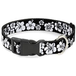Plastic Clip Collar - Hibiscus Black/White