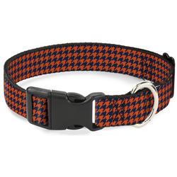 Plastic Clip Collar - Houndstooth Orange/Blue
