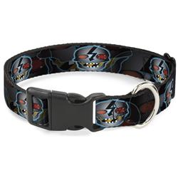 Plastic Clip Collar - High Voltage Skull