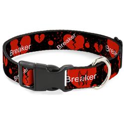Plastic Clip Collar - Heart Breaker Black/White/Red