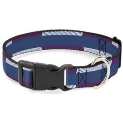 Plastic Clip Collar - Hash Mark Stripe Turquoise/Fuchsia/White