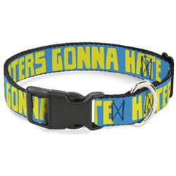 Plastic Clip Collar - HATERS GONNA HATE Turquoise/Yellow