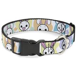Plastic Clip Collar - Happy/Sad Bunnies & Stars White/Pastel