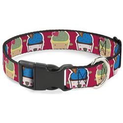 Plastic Clip Collar - Happy Cupcakes/Dots Pink/Green