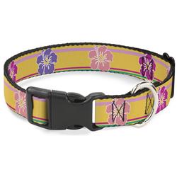 Plastic Clip Collar - Hibiscus w/Stripes Gold/Multi Pastel