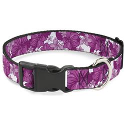 Plastic Clip Collar - Hibiscus Collage White/Pinks